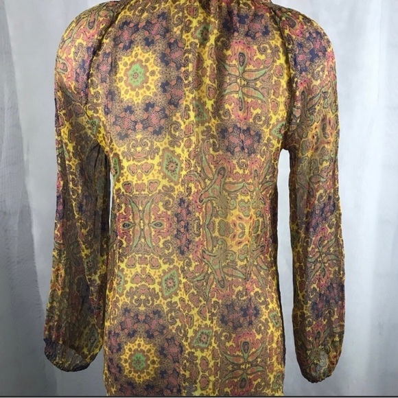 Ella Moss Blouse Womens Medium Silk Boho Floral Cottagecore - Picture 4 of 7